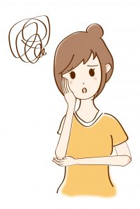 悩んでいる女性の絵