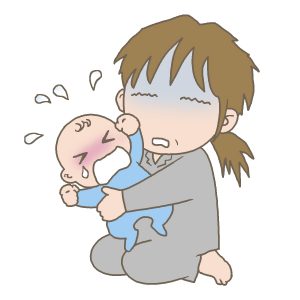 産後の疲れた女性